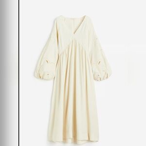 H&M Cream Embroidered Long Sleeve Sundress XXL